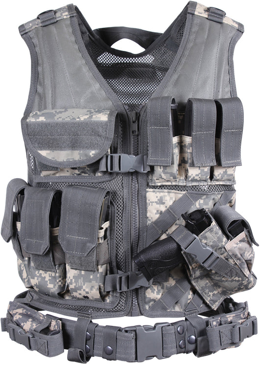 ACU Digital Camouflage - MOLLE Compatible Cross Draw Tactical Vest