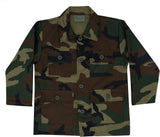 Woodland Camouflage - Kids Military BDU Shirt - Polyester Cotton