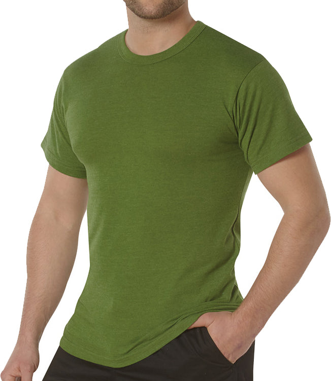 Heather Green Solid Color T-Shirt with Cotton / Polyester Blend ...