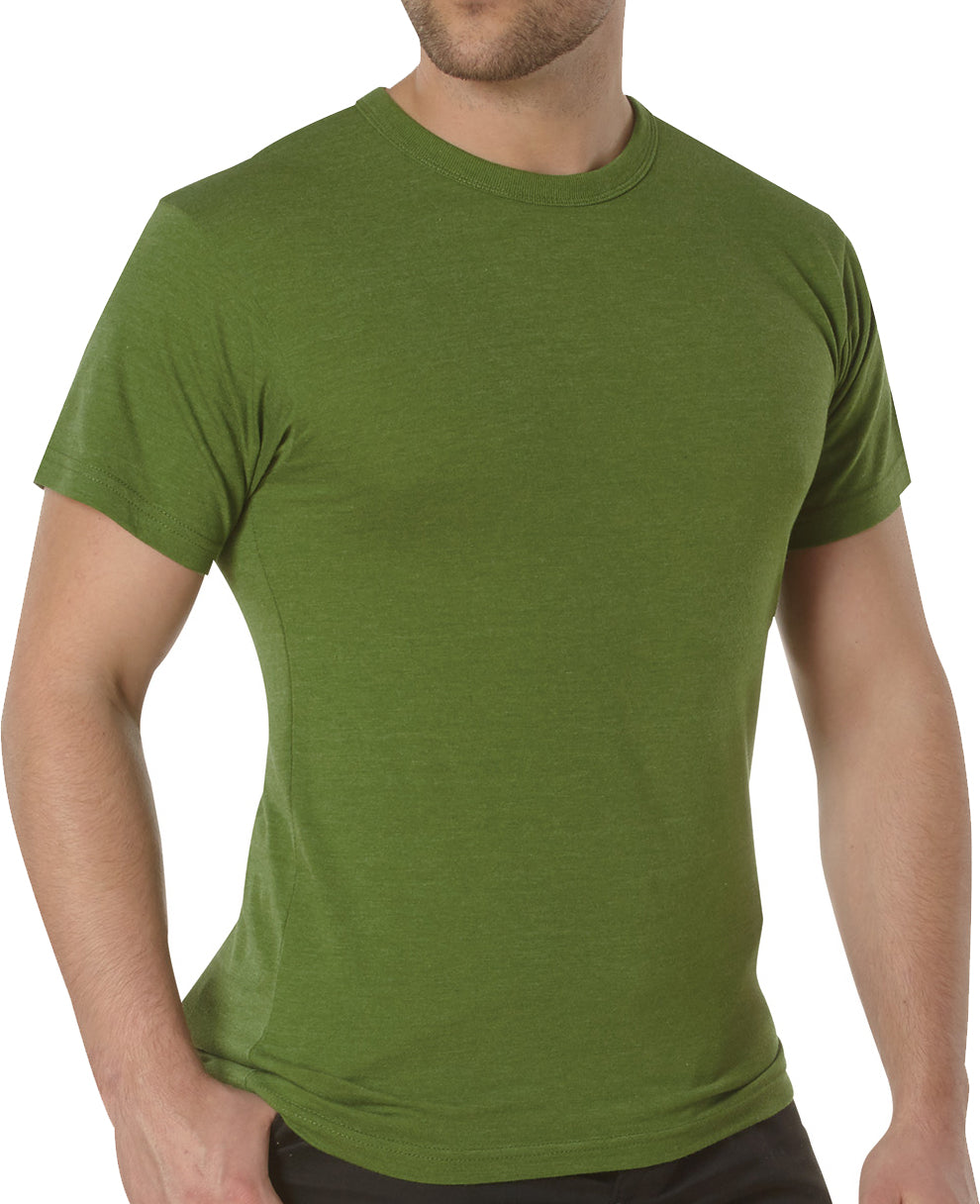Heather Green Solid Color T-Shirt with Cotton / Polyester Blend ...