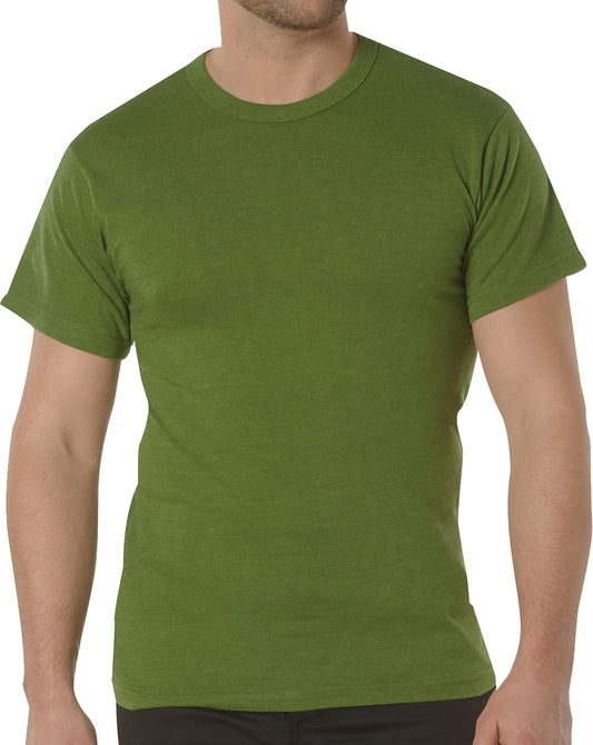 Heather Green Solid Color T-Shirt with Cotton / Polyester Blend