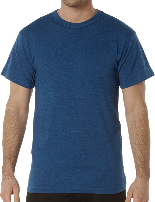 Heather Blue Solid Color T-Shirt with Cotton / Polyester Blend