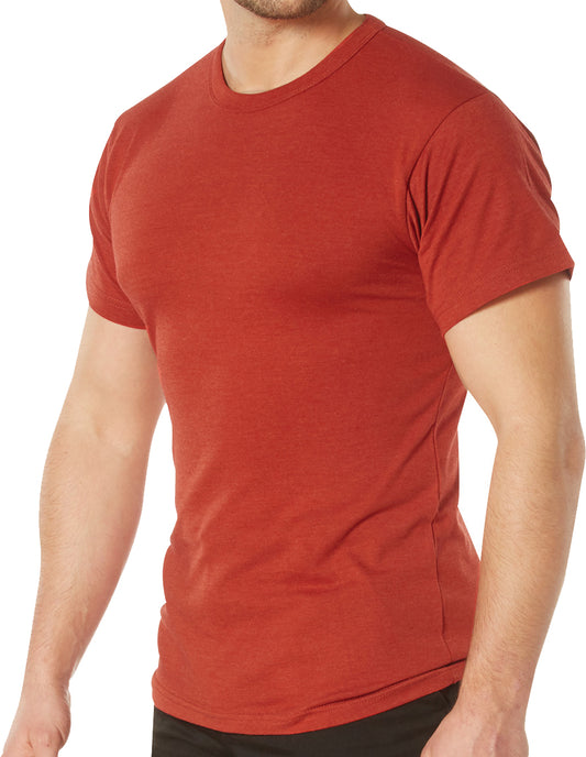 Heather Red Solid Color T-Shirt with Cotton / Polyester Blend