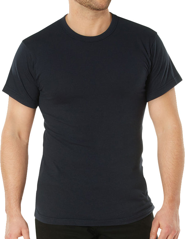Navy Blue Solid Color T-Shirt with Cotton / Polyester Blend