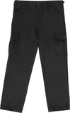 Black - Tactical BDU Cargo Pants - Poly/Cotton Twill - Zipper Fly - Kids