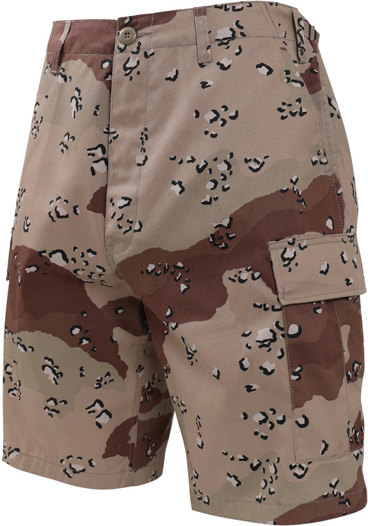 Desert Six Color Camo - Tactical Cargo BDU Shorts - Polyester Cotton Twill - Button Fly