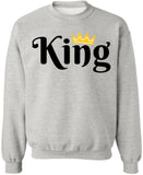 King Crown Printed Sweatshirt Royal Gift Boyfriend Husband Cotton Blend Crewneck Pullover