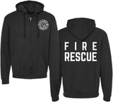 Fire Dept. Fire Rescue Full Zip Hoodie Firefighter Warm Double Side Print Hooded Zipper Sweatshirt for Men & Women