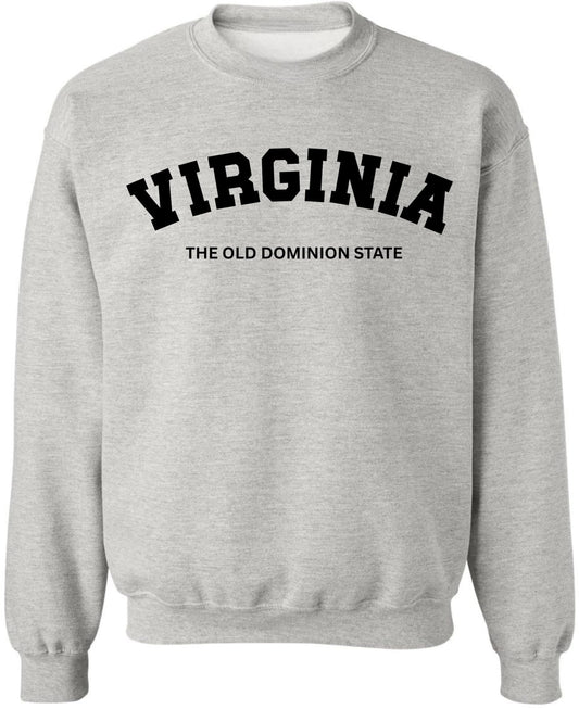 Virginia The Old Dominion State Printed Sweatshirt State Pride Souvenir Crewneck