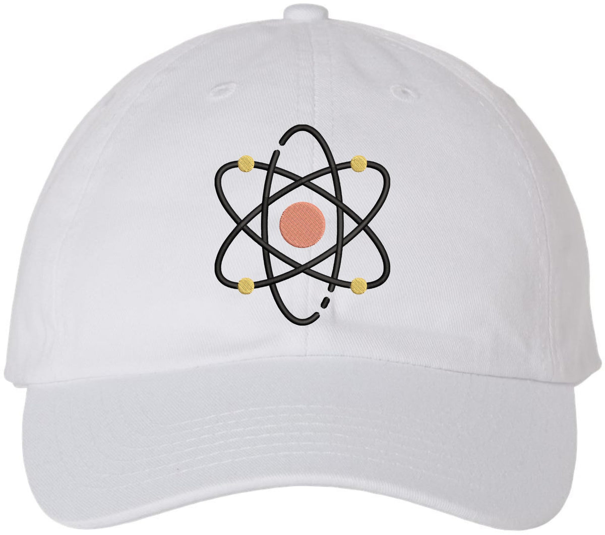 Atom Symbol Embroidered Dad Hat | Science Physics Chemistry Geek Baseball Cap for Scientists