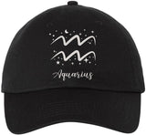 Zodiac Signs Embroidered Dad Hat | Adjustable Astrology Horoscope Monthly Symbols Designs Unstructured Cap, Black