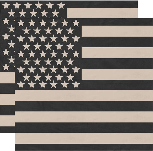 US Flag Bandana USA American Cotton Headband Headwrap Head Cover Bandanna Doo Rag 2-Pack