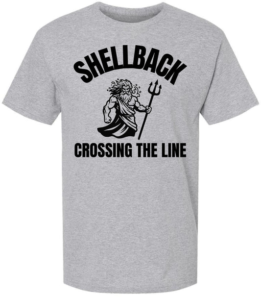 Shellback Crossing The Line Printed T-Shirt Nautical Maritime King Neptune Graphic 100% Cotton Crewneck Tee