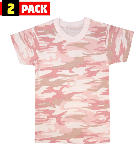 Kids Camouflage T-Shirts, 2 Pack - Youth Tactical Military Camo Tee, Soft & Comfortable Army Tees for Boys & Girls