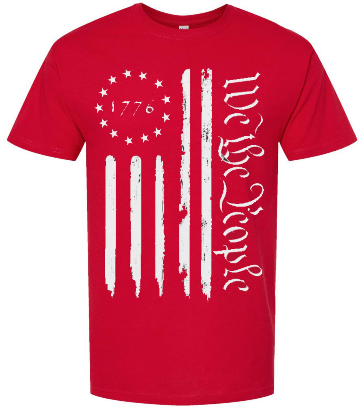 We the People 1776 USA Distressed Flag T-Shirt | US Independence Day July 4th Patriot Freedom Short Sleeve Shirt