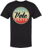Vote Printed T-Shirt Vintage Retro American Flag Circle Design Political Patriotic Election Day Tee