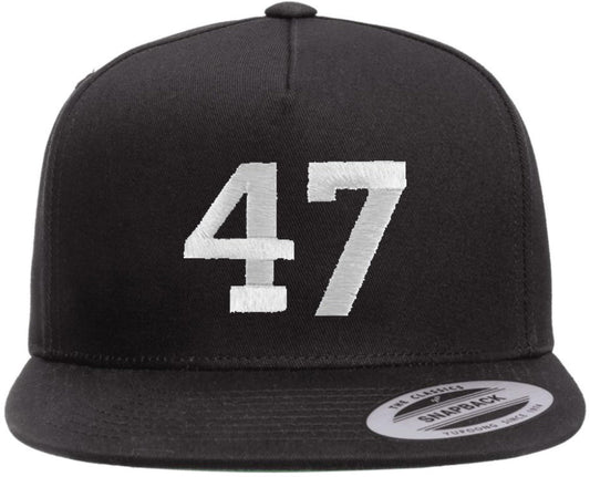 47 Embroidered Flat Bill Cap | Support 47th President of United States Snapback Hat