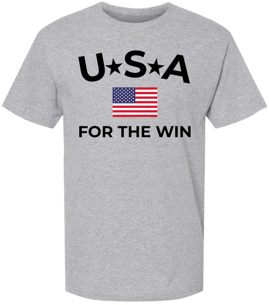 USA for the Win Printed T-Shirt | American Flag Graphic Tee Patriotic 4th of July USA Unisex 100% Cotton Shirt