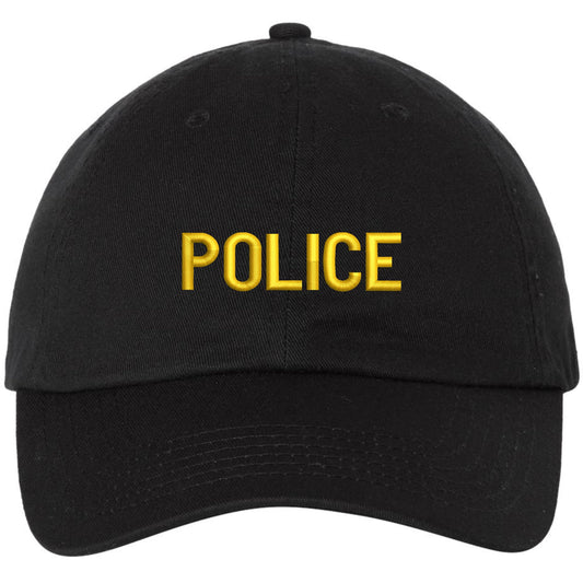 POLICE Unstructured Dad Hat Low Profile Adjustable Baseball Cap for Security, Guard & Law Enforcement Uniforms