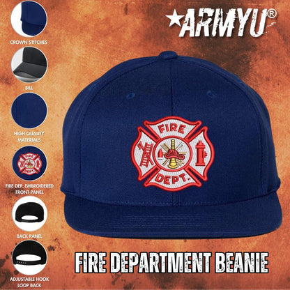 Fire Department Logo Snapback Hat | Adjustable Flat Bill Cap for Fire Department Rescue Support