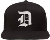 Old English Alphabet D Embroidered Baseball Cap | Classic Gothic Letter Adjustable Flat Bill Snapback Unisex Hat