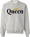 Queen Crown Printed Sweatshirt Royal Gift Valentines Day Girlfriend Cotton Blend Crewneck Pullover
