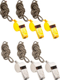 Police Whistle Echo Metal Loud Sound with Lanyard | GI Style Military Brass or Silver Army Whistles | 3-Pack