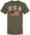 USA Text with US Red White Blue Flag T-Shirt | US Patriotic Distressed Print Tee | 100% Cotton Crewneck
