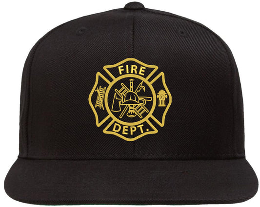 Fire Department Embroidered Baseball Cap | Maltase Cross Emblem Acrylic Wool Adjustable Unisex Hat