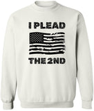 I Plead The 2nd USA Wavy Flag Printed Sweatshirt | US Distressed Patriotic 2A Support Pullover Crewneck, White - S
