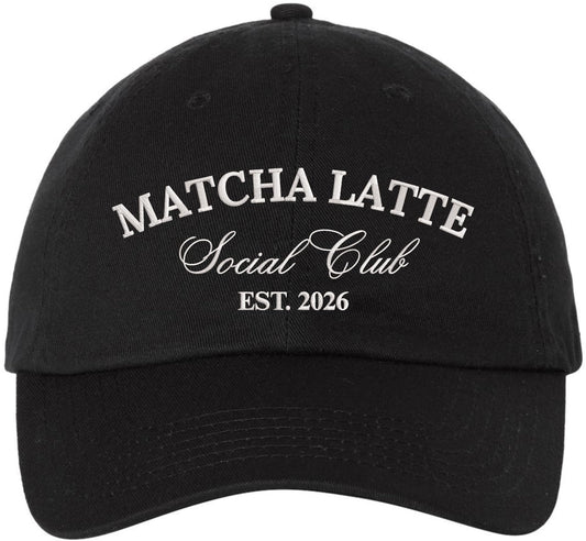 Matcha Latte Social Club Embroidered Baseball Cap Cafe Aesthetic Dad Hat Coffee Lover Casual Cap