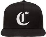 Old English Alphabet C Embroidered Baseball Cap | Classic Gothic Letter Adjustable Flat Bill Snapback Unisex Hat