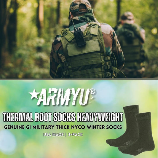 Thermal Boot Socks Heavyweight Genuine GI NYCO Extreme Cold Weather Warm Thick Boot Socks USA Made 3-Pack