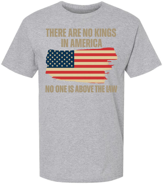 There Are No Kings In America Printed T-Shirt - USA Flag - Cotton Crewneck Tee