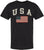 USA Text with US Red White Blue Flag T-Shirt | US Patriotic Distressed Print Tee | 100% Cotton Crewneck