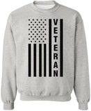 USA Flag Veteran Printed Crewneck Sweatshirt | American US Army Vet Patriotic Warm Sweat Shirt Top, Ash Grey - L