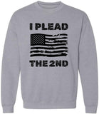 I Plead The 2nd USA Wavy Flag Printed Sweatshirt | US Distressed Patriotic 2A Support Pullover Crewneck, Sport Grey - XS