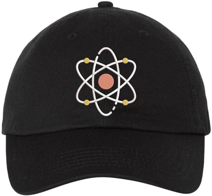 Atom Symbol Embroidered Dad Hat | Science Physics Chemistry Geek Baseball Cap for Scientists
