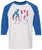 47 USA Flag Distressed Baseball 3/4 Raglan T-Shirt Support 47th President Trump Vintage Tee, White/Royal