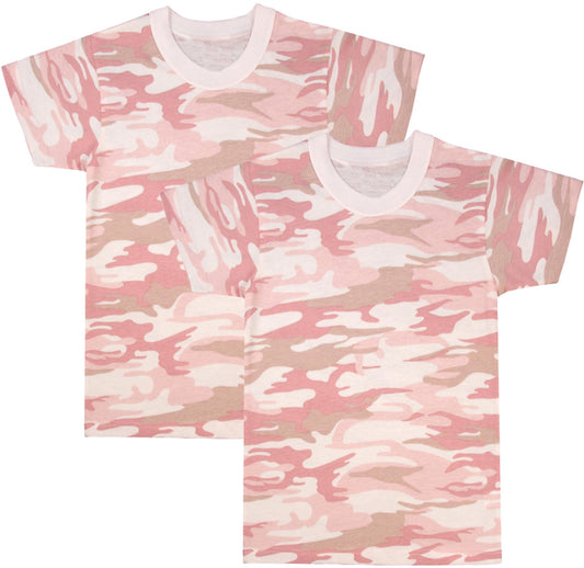 Kids Camouflage T-Shirts, 2 Pack - Youth Tactical Military Camo Tee, Soft & Comfortable Army Tees for Boys & Girls