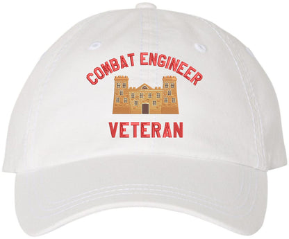 Combat Engineer Veteran Embroidered Baseball Cap | US Army Castle Insignia Military Hat for Men & Women