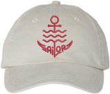 Sailor Anchor Embroidered Dad Cap | Vintage Washed Cotton Ship Crew Captain First Mate Baseball Hat