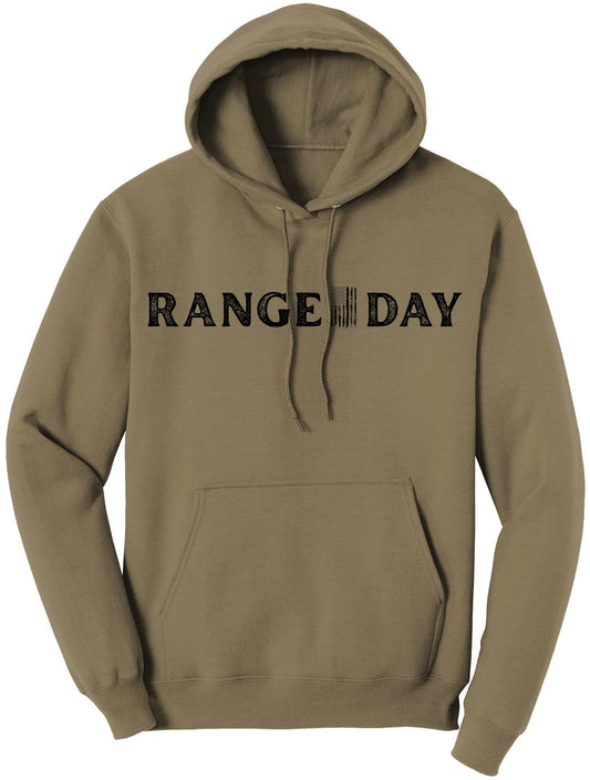 Range Day Hoodie Tactical Shooting Graphic Pullover Sweatshirt, Casual Range & Outdoor Gear, Coyote Brown