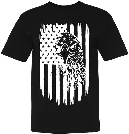 USA Flag Eagle Printed T-Shirt | 4th of July Patriotic American Independence Memorial Day Freedom Tee Shirt