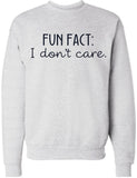 Fun Fact I Don’t Care Printed Hoodie Sarcastic Humor Quote Polycotton Pullover Hooded Sweatshirt