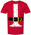 Santa Claus Costume T-Shirt with Faux Belt & Fur Print Fun Christmas Holiday Party Tee Shirt, Red