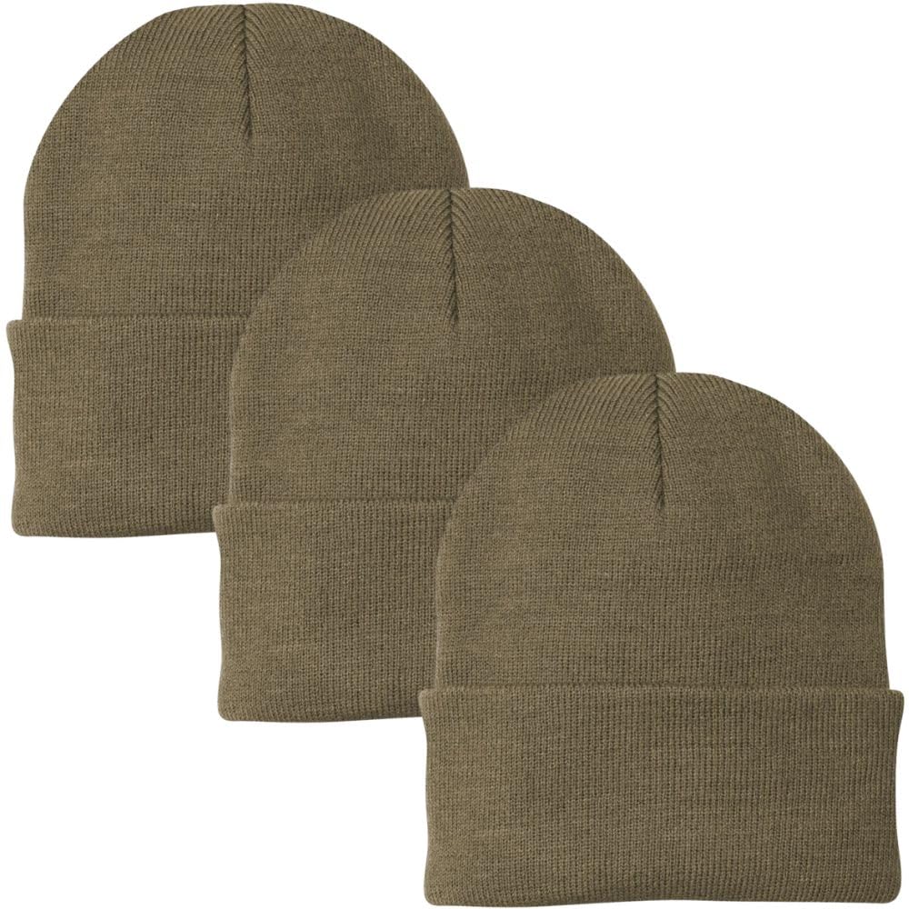 3 Pack Acrylic Beanie Watch Caps, Warm Knit Skull Cap for Men & Women, Blanks Soft Winter Hats