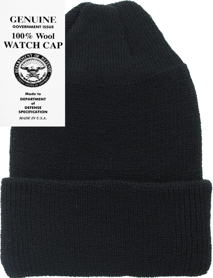 SECURITY WOOL Watch Cap Beanie, Security Officer Guard LARGE Embroidery | Warm Uniform Duty Cold Weather Hat - USA Made