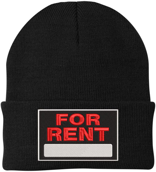 FOR RENT Sign Embroidered Beanie Hat Adjustable Warm Skull Winter Cap