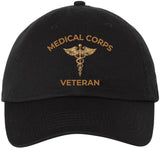 Medical Corps Veteran Embroidered Baseball Cap | USA Army Military Medical Caduceus Adjustable 100% Cotton Hat